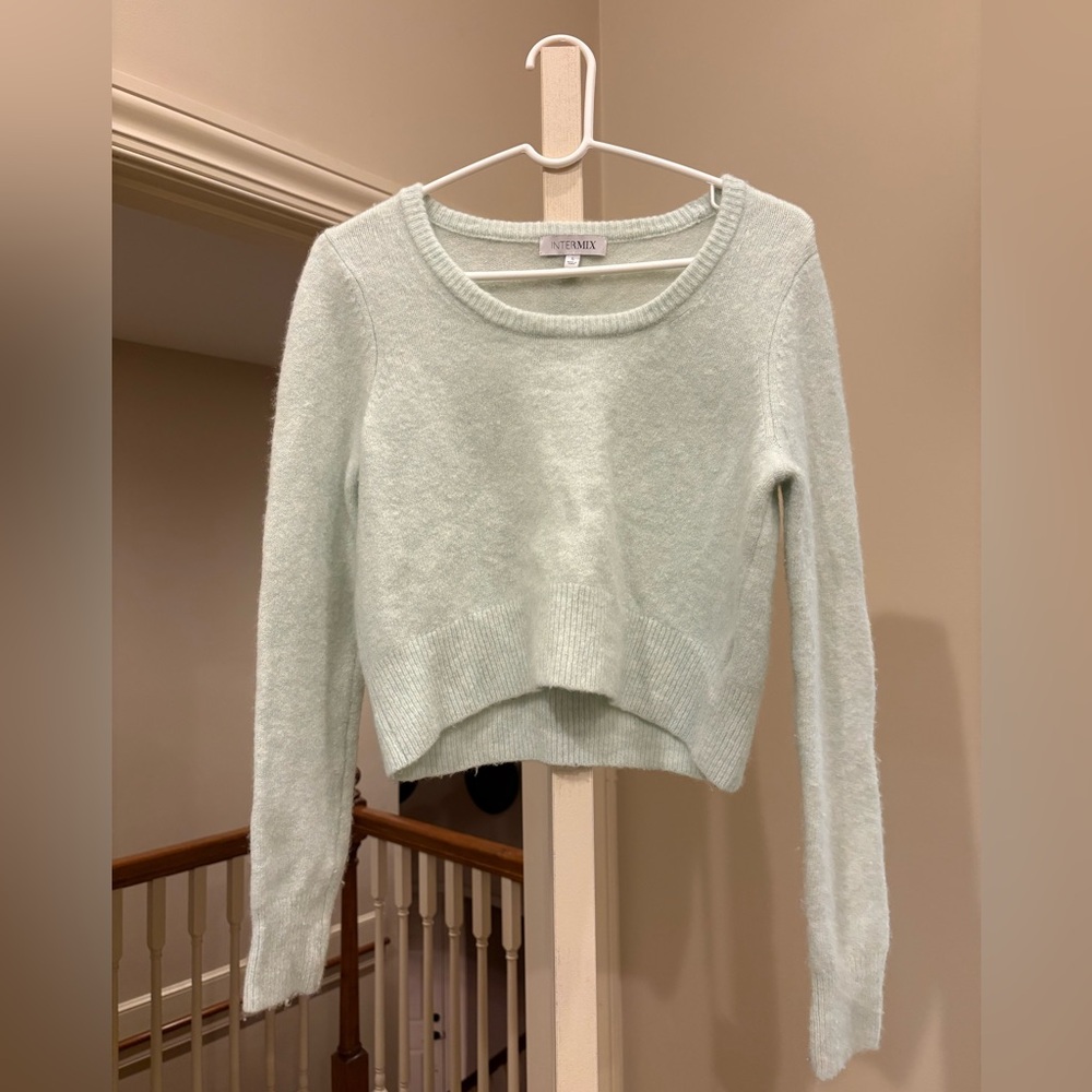 INTERMIX Mint Green Scoop Neck Sweater